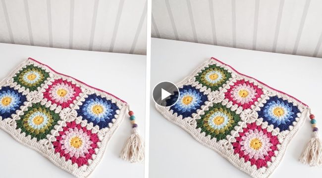 Summer portfolio bag / zara motif clucht bag / knitted handbag ...